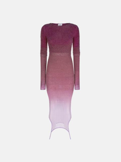 PURPLE AND BURGUNDY DEGRADÈ MIDI DRESS