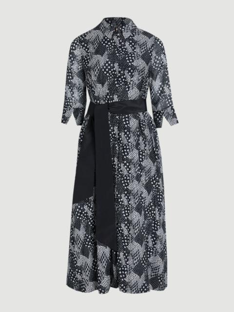 Plus Size Floral Silk Cotton Woven Shirt Dress