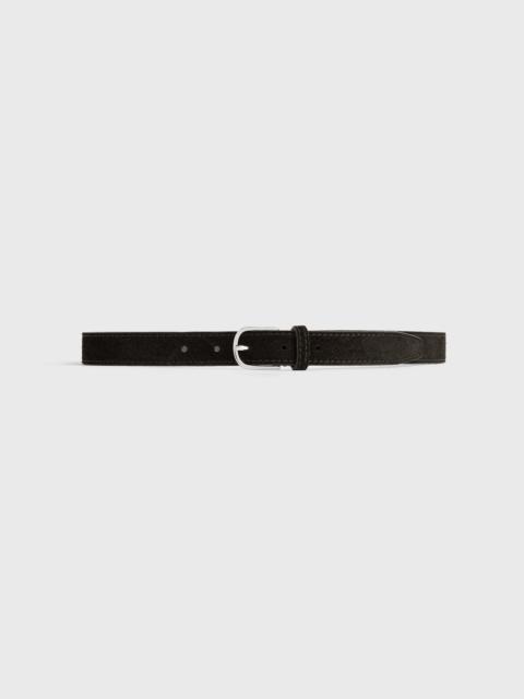 Slim suede trouser belt espresso