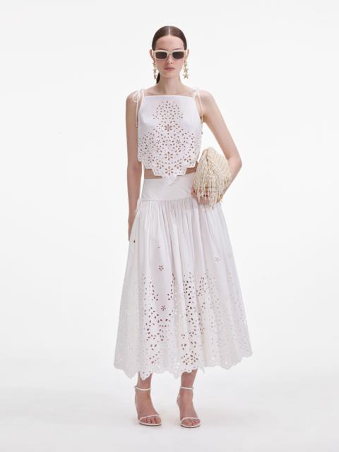 White Cotton Embroidered Top