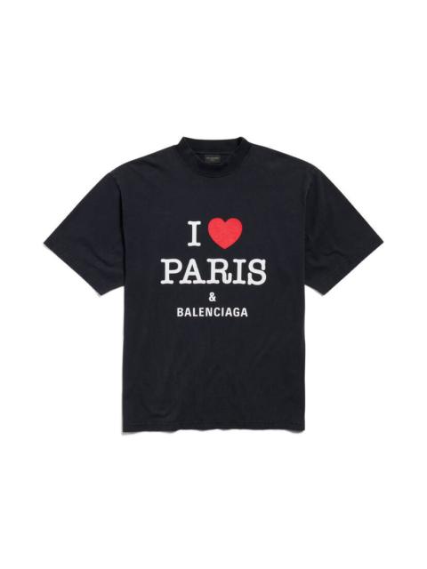 I Love Paris & Balenciaga T-shirt Medium Fit in Black Faded