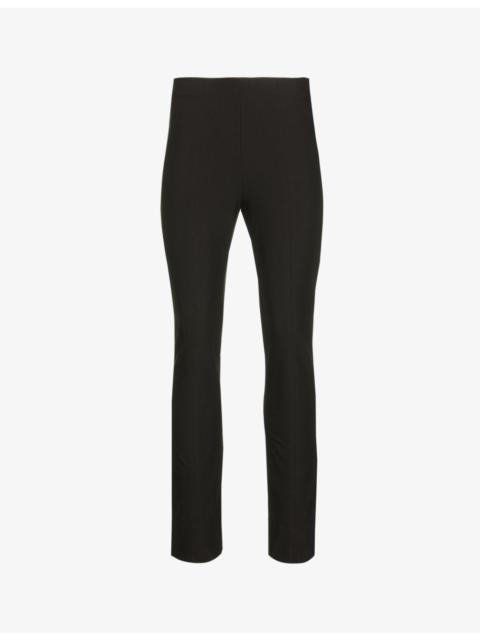 Cropped straight-leg mid-rise stretch-woven trousers