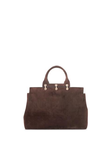 Large Amethyst Bag in Dark Brown Suede