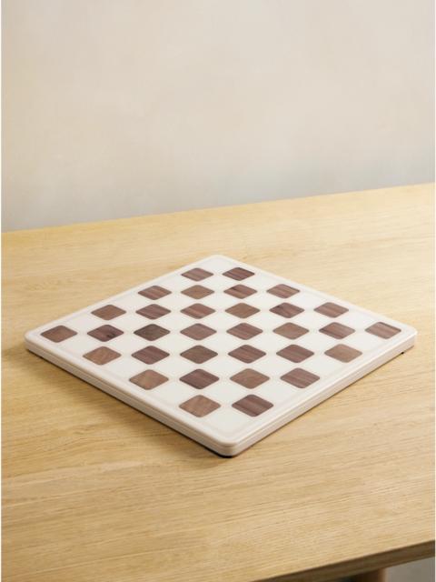 Krion Walnut And Steel Draughts Set