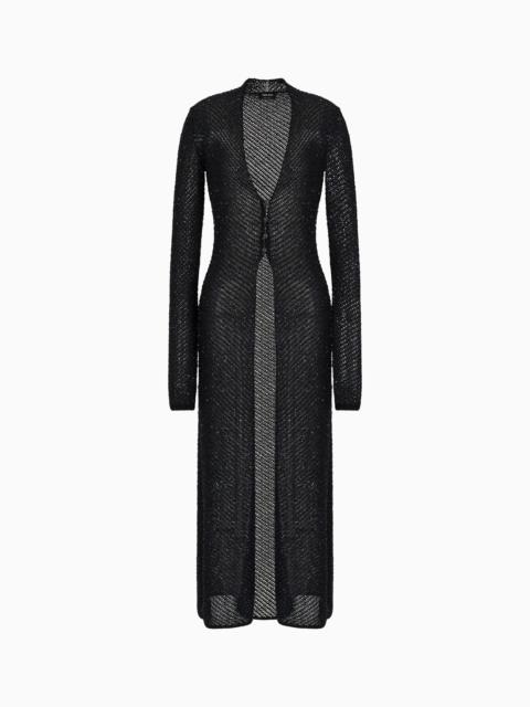 LONG CARDIGAN IN A METALLIC VISCOSE BLEND
