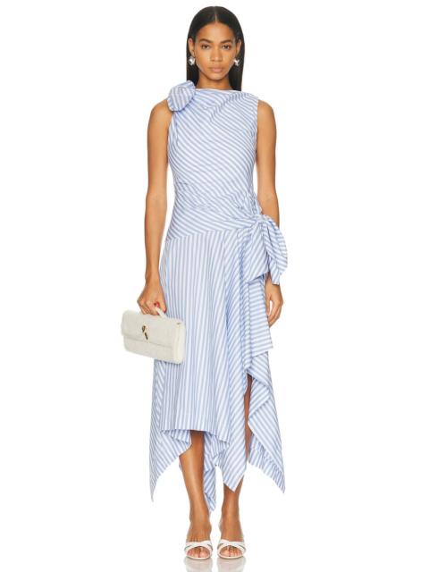 Bow Drape Shirting Cascade Dress