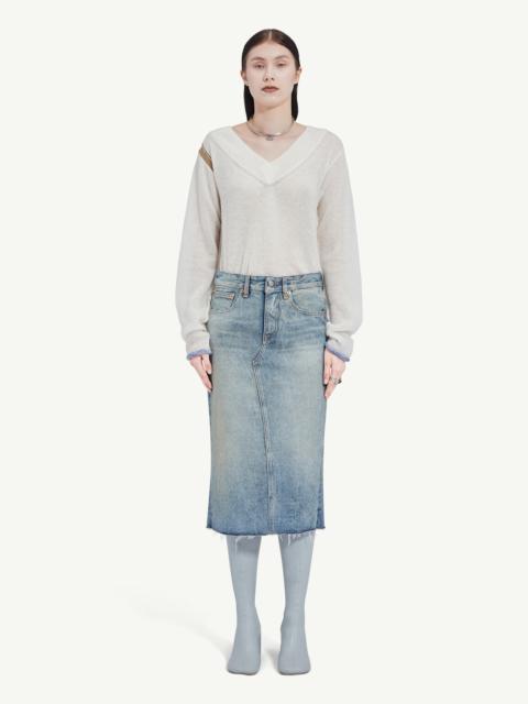 Mid-length denim skirt