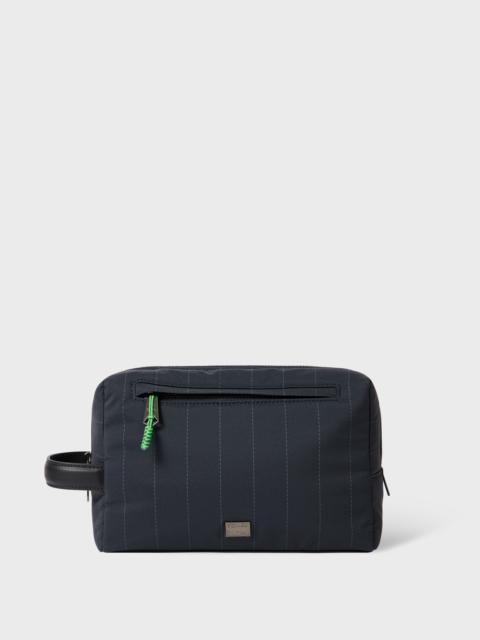 Navy Nylon Pinstripe Wash Bag