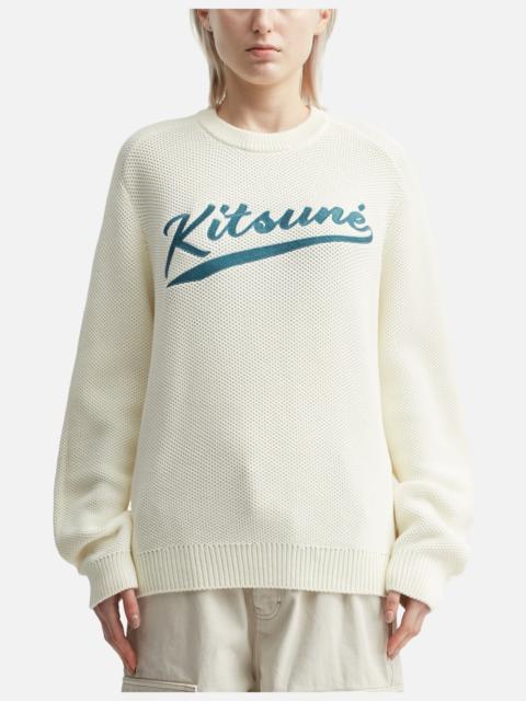 KITSUNÉ VARSITY EMBROIDERED MESH JUMPER
