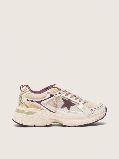 Men's Lightstar CNY in white mesh and leather with wine-red TPU star