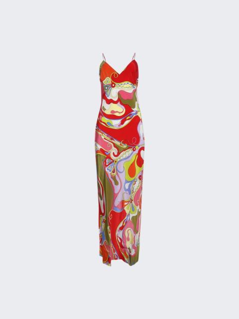 Orchidee-print Crepe De Chine Dress Multicolor