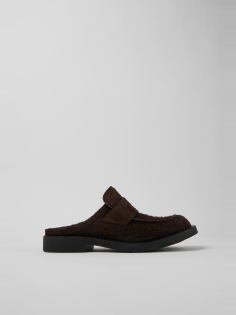 Brown Nubuck Slide Loafers