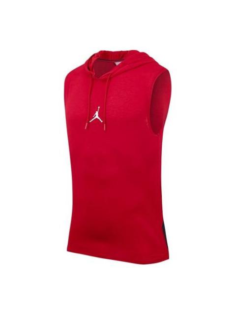 Men's Air Jordan Air Dri-Fit Back Alphabet Printing Hooded Gym Red Vest CW0373-687