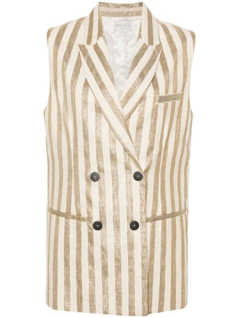 metallic-stripes double-breasted vest