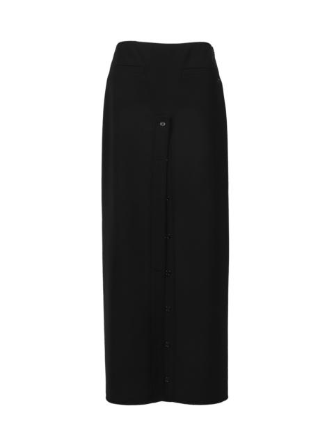 HERITAGE SLIT CREPE LONG SKIRT / BLK