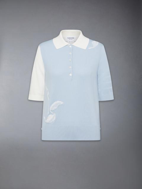 FUNMIX FEATHER INTARSIA POINTELLE 4 BAR POLO