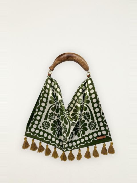 Green Jacquard Tassels Mini Bag
