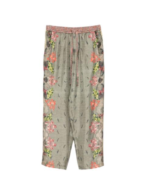 floral-print cropped trousers
