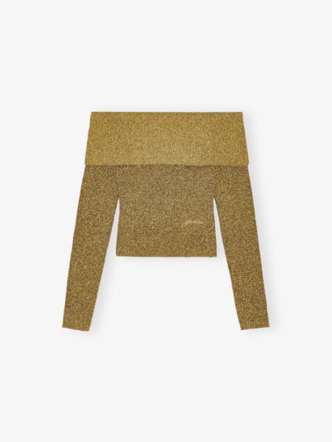 GOLD SPARKLE OFF-THE-SHOULDER BLOUSE
