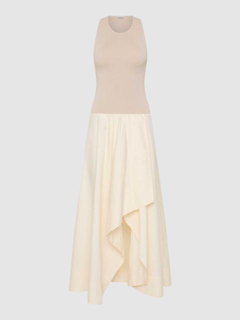 Knit Bodice Asymm Dress - Ecru