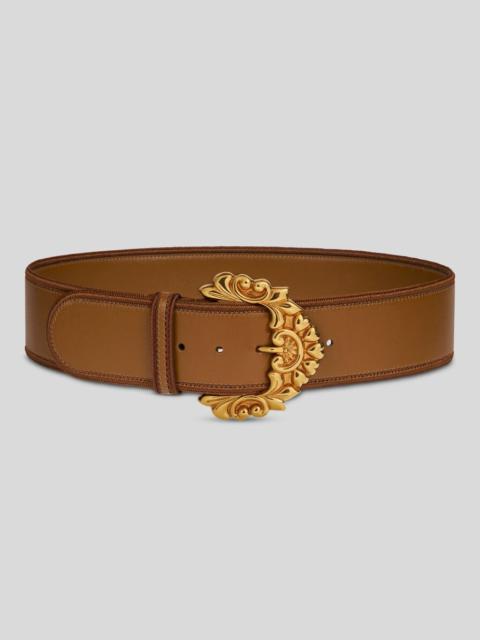 LEATHER MAXI-BELT WITH BAROQUE BUCKLE