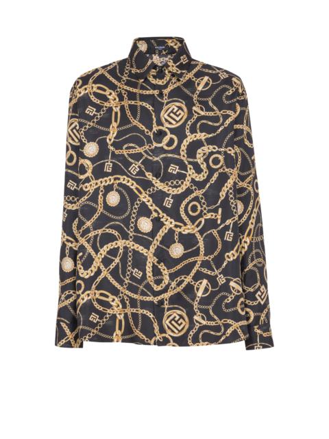 Printed silk shirt with Chaînes pattern