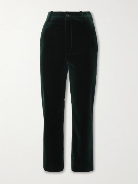 Cropped Cotton-velvet Slim-leg Pants