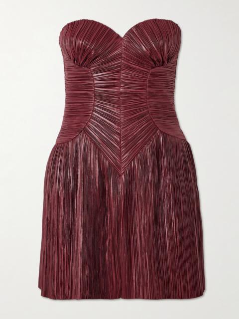 Nella Strapless Plissé-satin Mini Dress