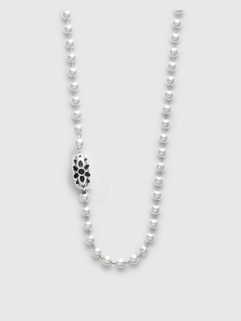 Triple Cutout Poplock Ball Chain Necklace in Sterling Silver
