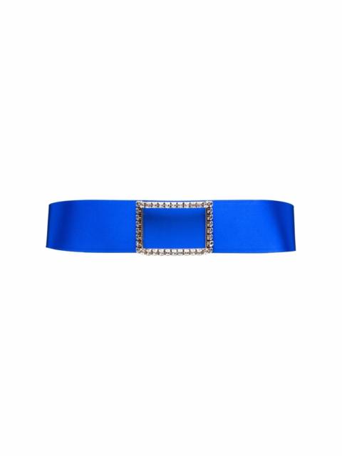 crystal-buckle leather belt
