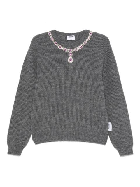 jewel-embellished ribbed sweater