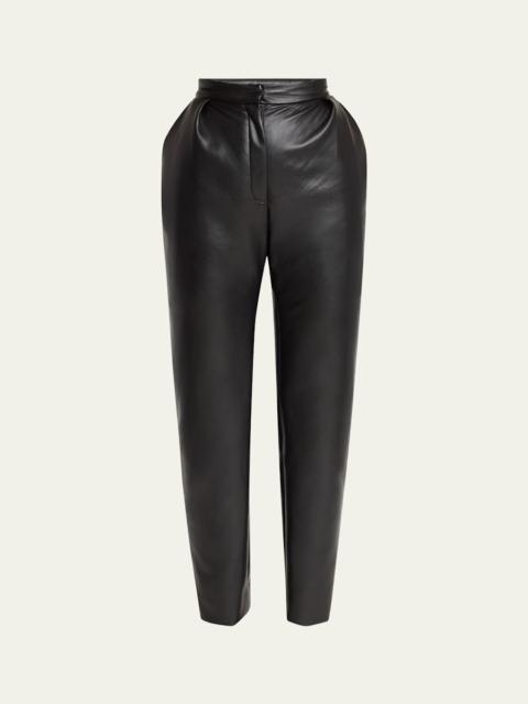 Eco Leather Pleated Tapered-Leg Pants