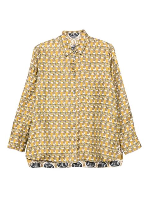 printed button-down silk shirt