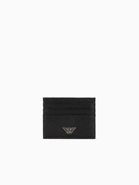 ASV regenerated Saffiano leather card holder with eagle plate