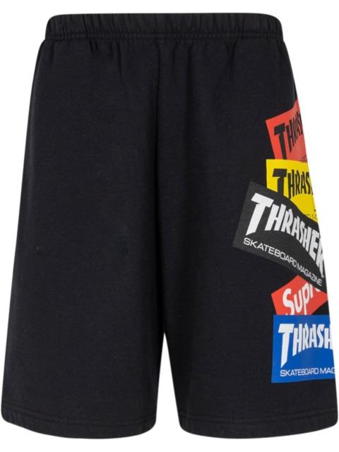 x Thrasher multi logo track shorts