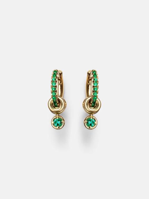 Zahra 18kt gold hoop earrings with emeralds