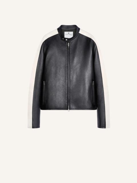 CONTRAST BIKER LEATHER JACKET