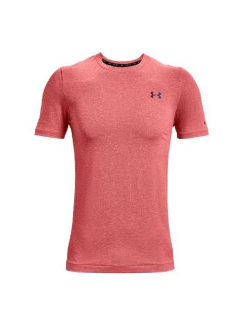 Men's Under Armour Rush Seamless Training Sports Round Neck Short Sleeve Red 1361130-690