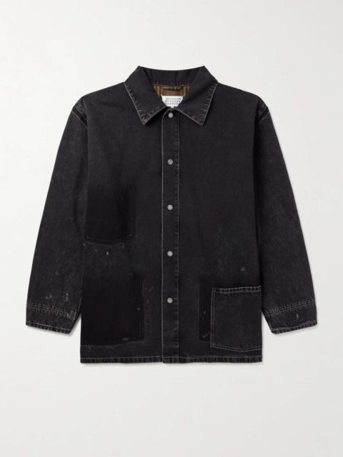 Oversized Paint-Splattered Denim Jacket