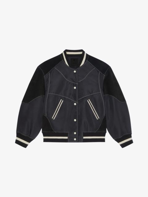 OVERSIZED VARSITY JACKET WITH LEATHER DETAILS