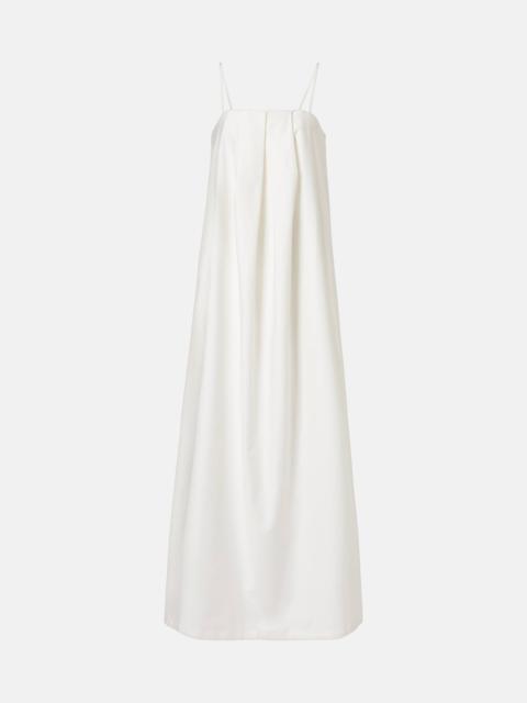 Solid Voluminous draped cotton maxi dress