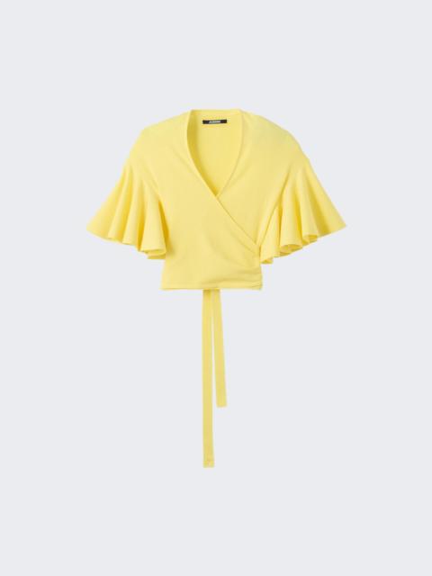 The Payson Ruffled Wrap Top Yellow