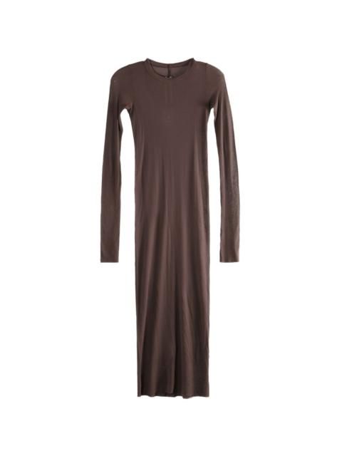 long-sleeved ribbed midi dress