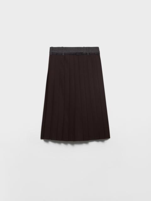 Pleated rush stitch midi skirt