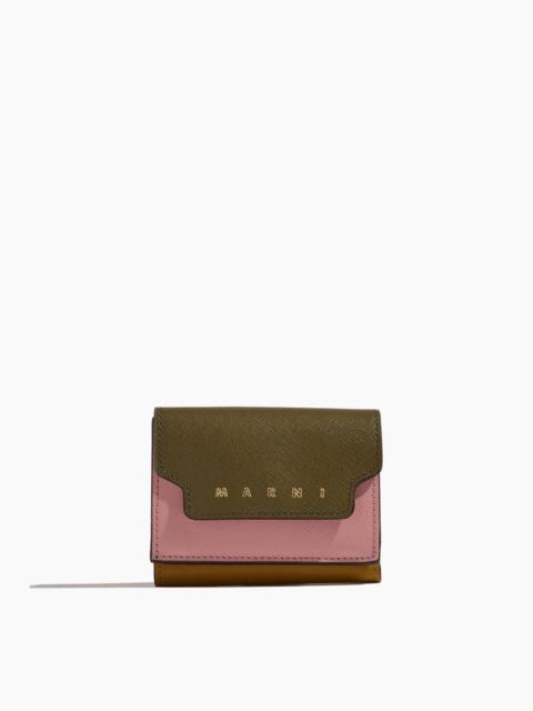 Tri-Fold Wallet in Deep Sage/Misty Rose/Light Curry