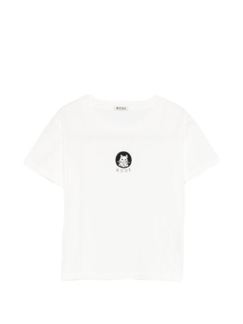 round-neck cat-detail T-shirt