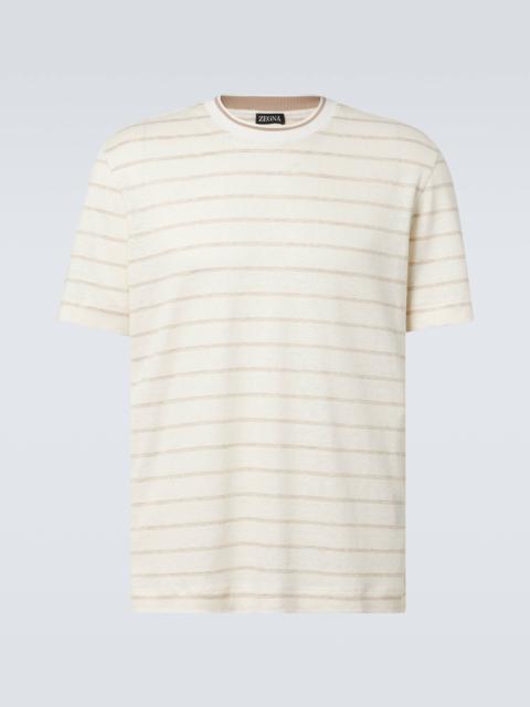 Striped linen-blend T-shirt