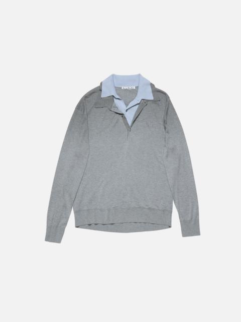 Layered silk jumper - Sky blue/light grey melange