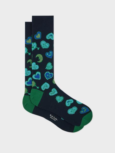Navy 'Hearts and Stars' Cotton-Blend Socks