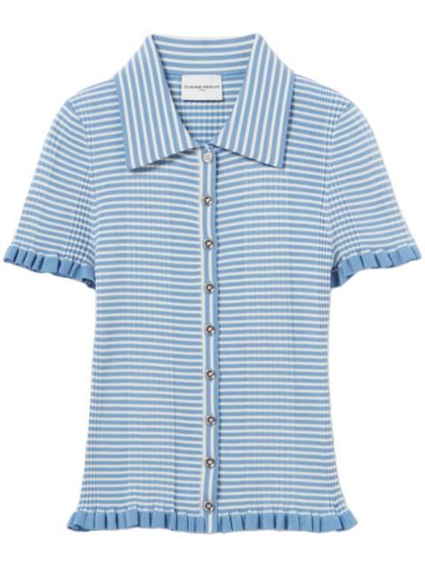 striped button-up T-shirt